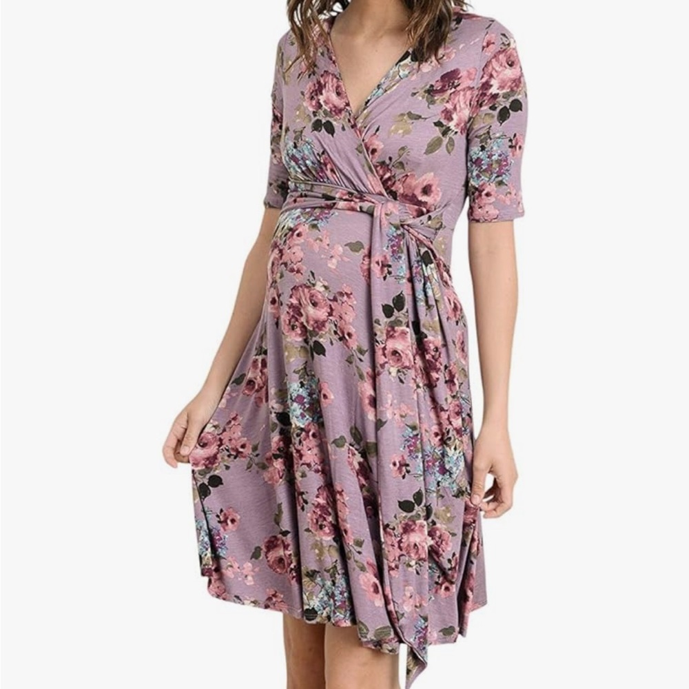 Maternity Muave Floral Dress